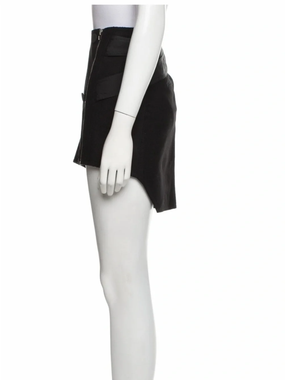 Alexander Wang Black Asymmetric Mini Skirt with Zip Detail